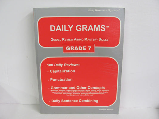 Daily Grams 7 Easy Grammar Workbook  Pre-Owned Phillips Language Textbooks