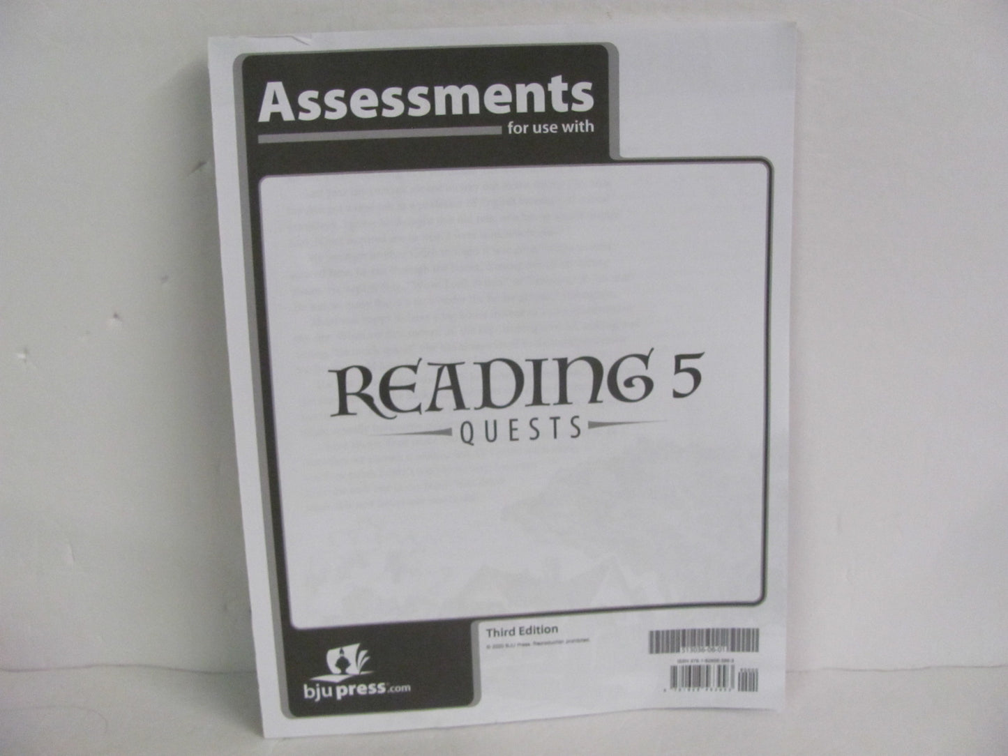 Reading 5 BJU Press Assessments  Pre-Owned 5th Grade Reading Textbooks