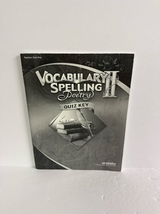 Vocabulary Spelling Poetry II Abeka Quiz Key Pre-Owned Language Textbooks