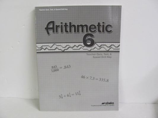 Arithmetic 6 Abeka Quiz/Test Key  Pre-Owned 6th Grade Mathematics Textbooks