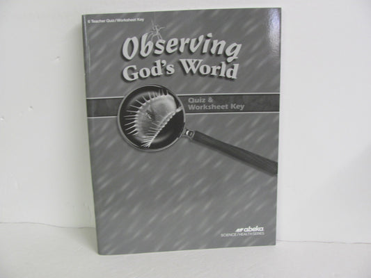 Observing God's World Abeka Quiz/Worksheet Key  Pre-Owned Science Textbooks