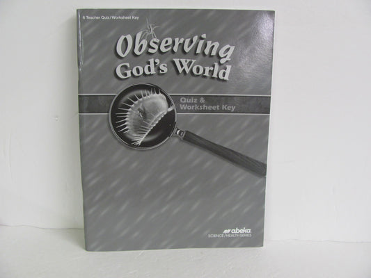 Observing God's World Abeka Quiz/Worksheet Key  Pre-Owned Science Textbooks
