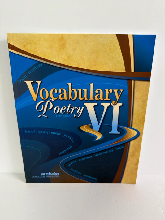 Vocabulary Poetry VI Abeka Student Book Pre-Owned 12th Grade Language Textbooks