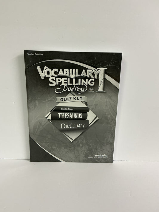 Vocabulary Spelling Poetry I Abeka Quiz Key Pre-Owned Language Textbooks