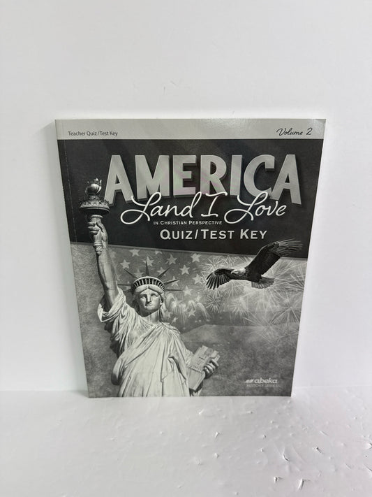 America Land I Love Volume 2 Abeka Quiz/Test Key  Pre-Owned History Textbooks
