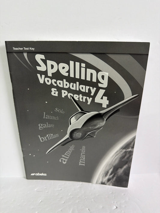 Spelling Vocabulary & Poetry 4 Abeka Test Key Pre-Owned Language Textbooks