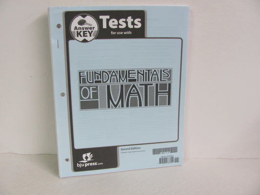 Fundamentals of Math BJU Press Test Key Pre-Owned Mathematics Textbooks