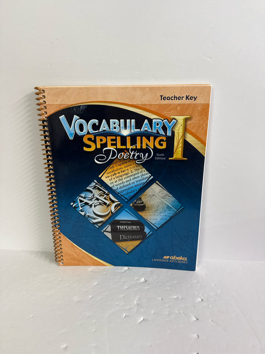 Vocabulary Spelling Poetry I Abeka Teacher Key  Pre-Owned Language Textbooks
