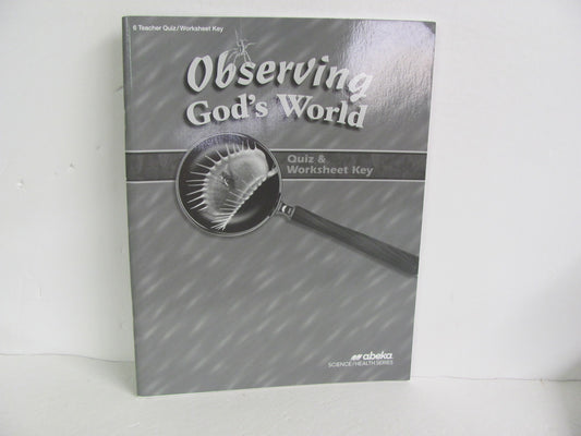 Observing God's World Abeka Quiz/Worksheet Key  Pre-Owned Science Textbooks