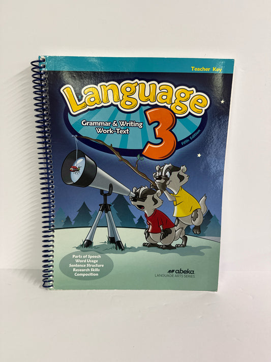 Language 3 Abeka Teacher Key  Pre-Owned 3rd Grade Language Textbooks