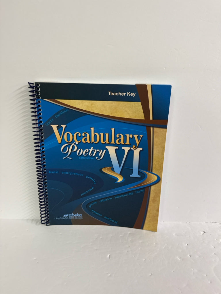 Vocabulary Poetry VI Abeka Teacher Key  Pre-Owned 12th Grade Language Textbooks