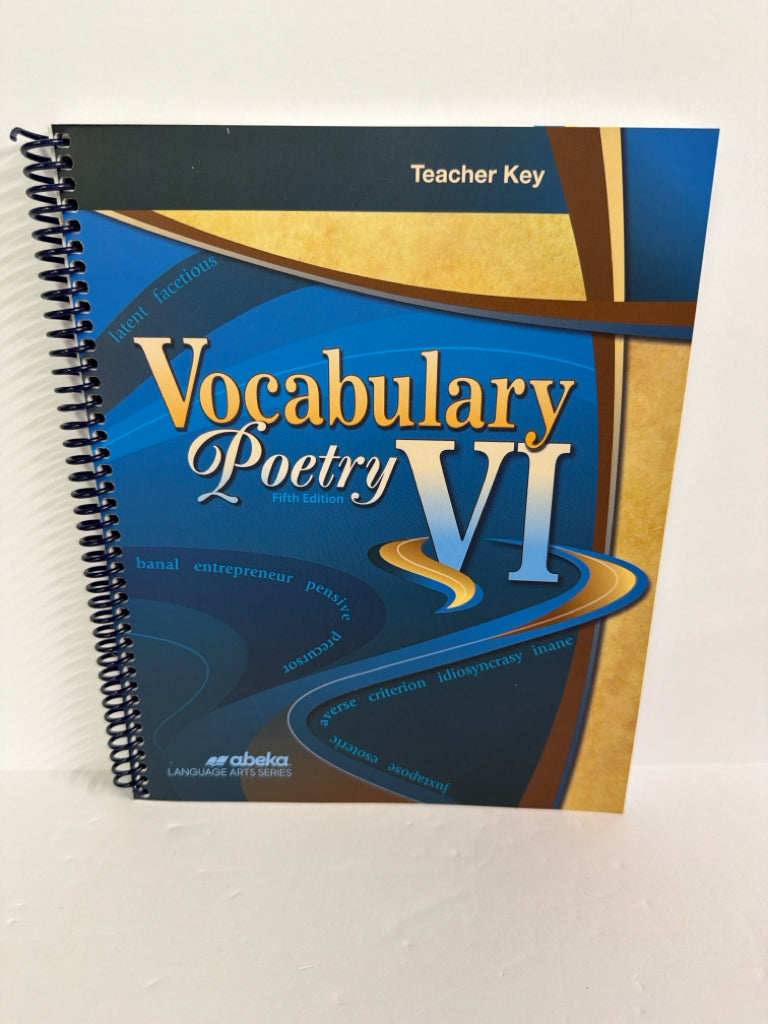 Vocabulary Poetry VI Abeka Teacher Key  Pre-Owned 12th Grade Language Textbooks