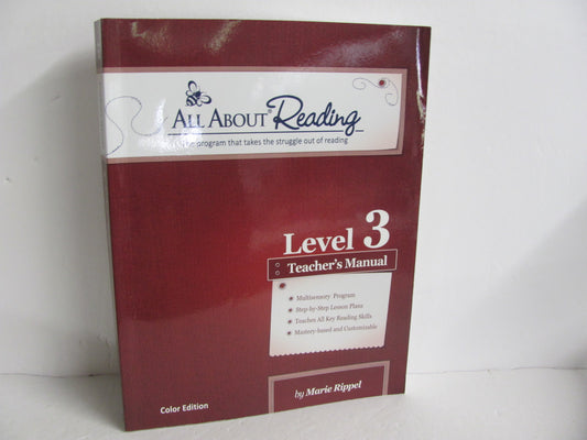 All About Reading Level 3 Teacher Manual  Pre-Owned Rippel Reading Textbooks