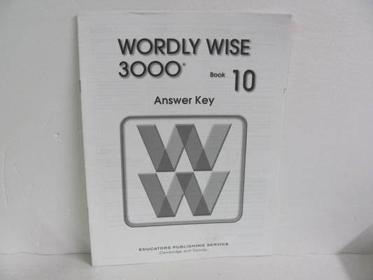 Wordly Wise 3000 EPS Answer Key  Pre-Owned 10th Grade Spelling/Vocabulary Books