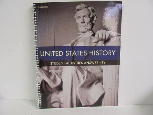 United States History BJU Press Activity Key Pre-Owned History Textbooks