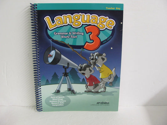 Language 3 Abeka Teacher Key  Pre-Owned 3rd Grade Language Textbooks