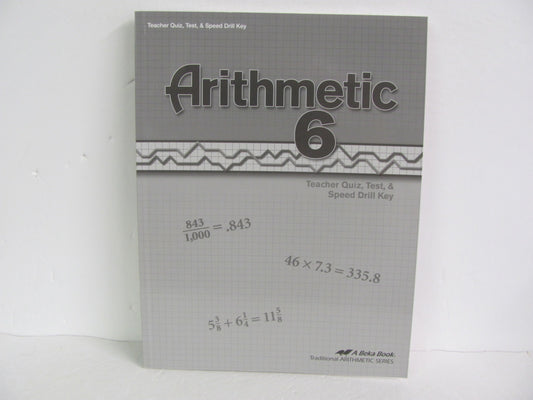 Arithmetic 6 Abeka Quiz/Test Key  Pre-Owned 6th Grade Mathematics Textbooks