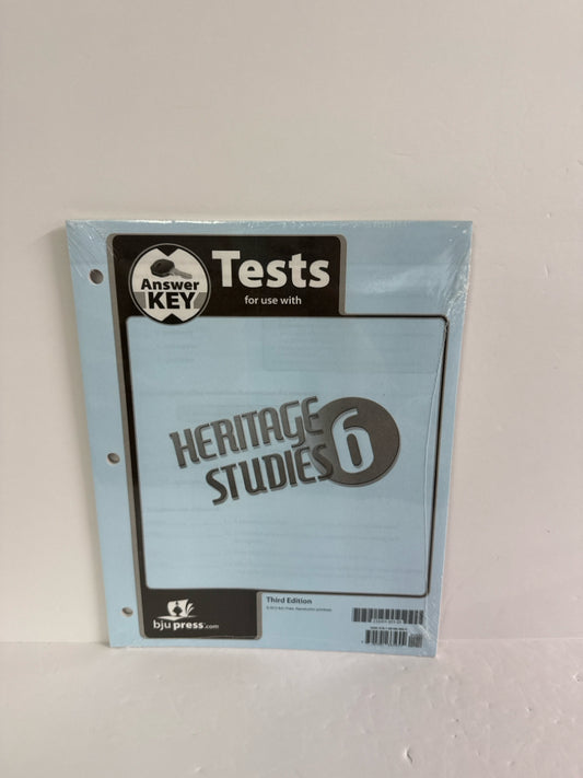 Heritage Studies 6 BJU Press Test Key Pre-Owned 6th Grade History Textbooks