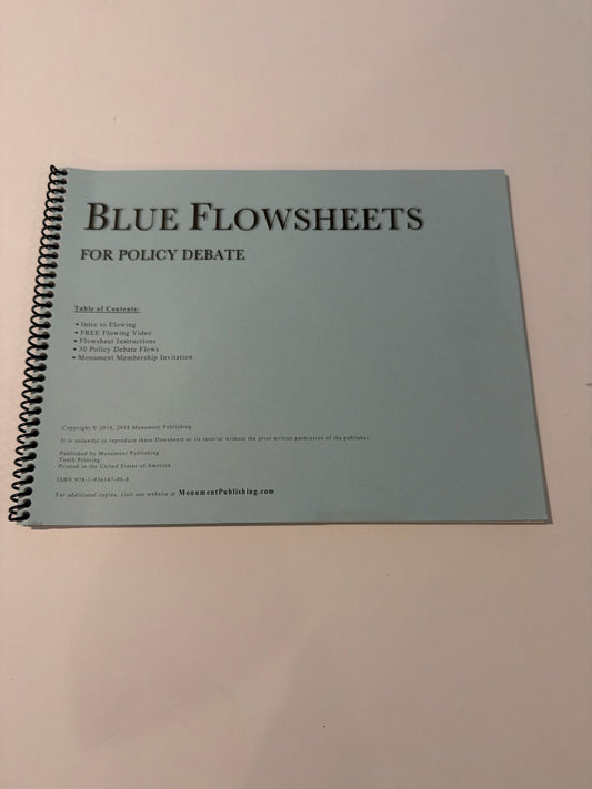 Blue Flowsheets for Policy Debate Monument Pub Pre-Owned Electives Books