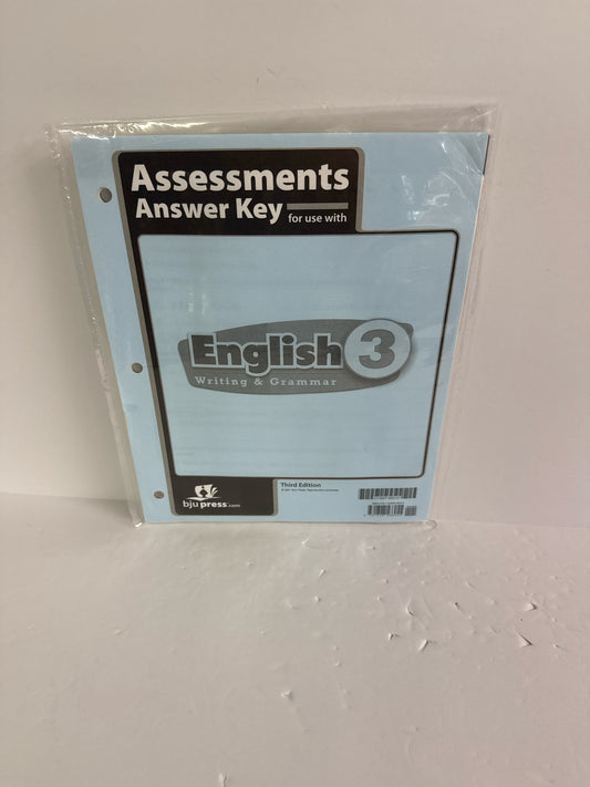 English 3 BJU Press Assessment Key  Pre-Owned 3rd Grade Language Textbooks