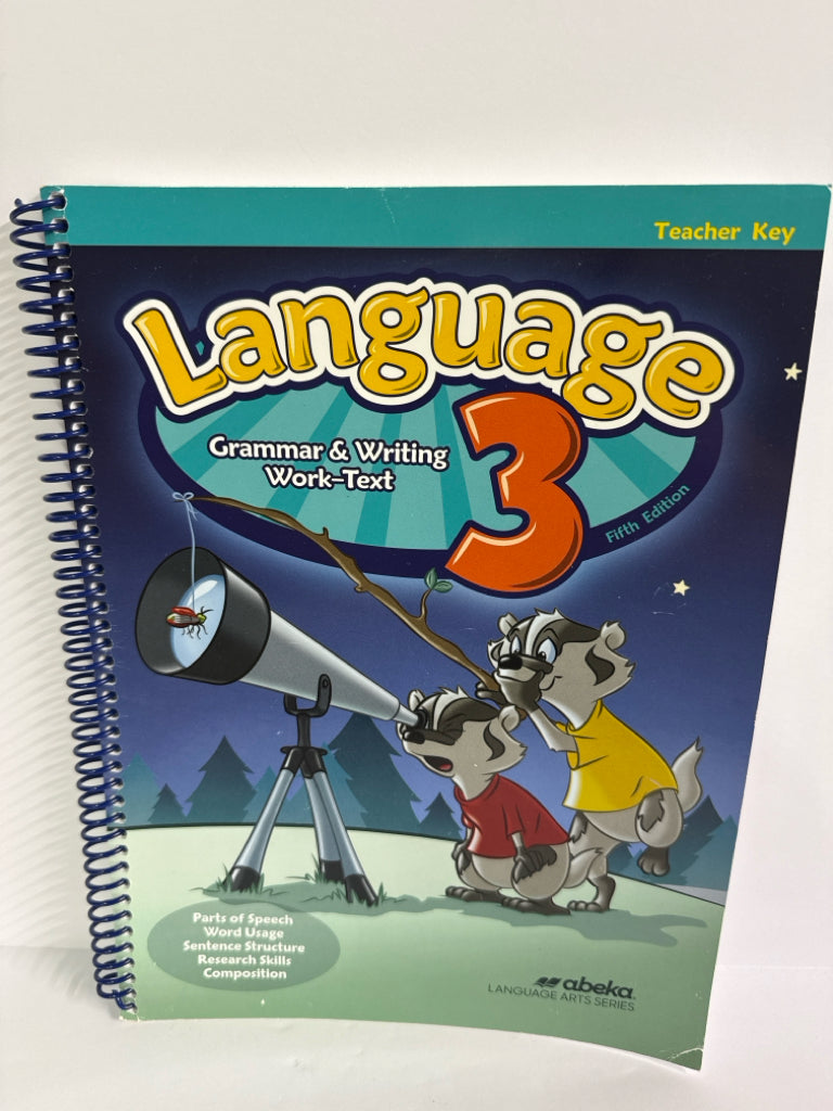 Language 3 Abeka Teacher Key  Pre-Owned 3rd Grade Language Textbooks