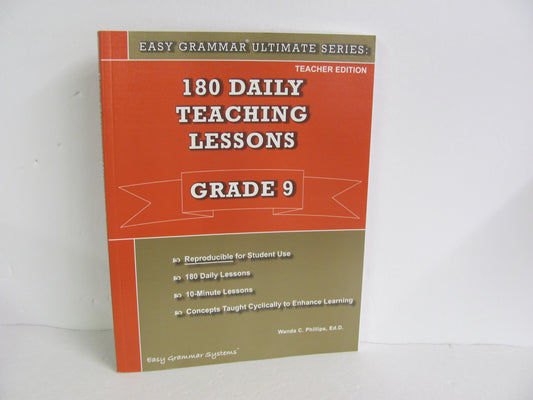 180 Daily Teaching Lessons Easy Grammar Phillips 9th Grade Language Textbooks