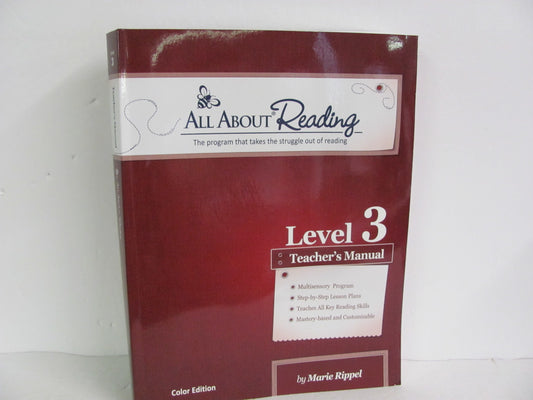 All About Reading Level 3 Teacher Manual  Pre-Owned Rippel Reading Textbooks