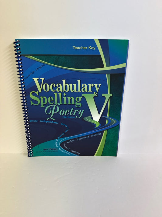 Vocabulary Spelling Poetry V Abeka Teacher Key  Pre-Owned Language Textbooks