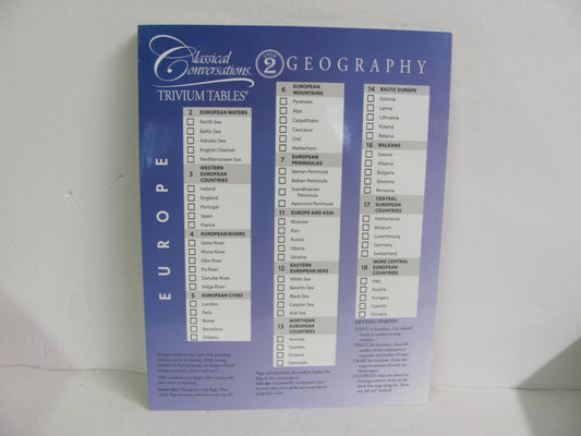 Geography Cycle 2 CCMM Trivium Tables  Pre-Owned Classical Conversations