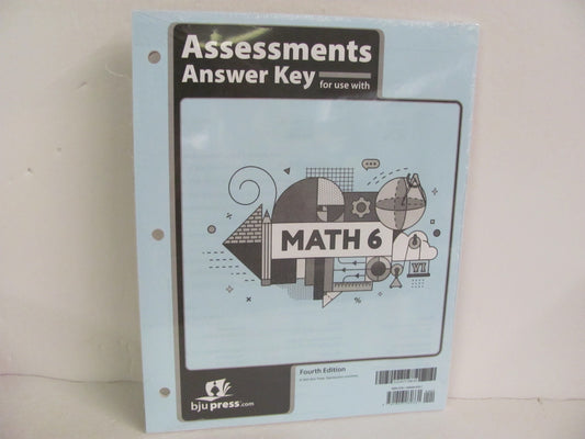 Math 6 BJU Press Assessment Key  Pre-Owned 6th Grade Mathematics Textbooks