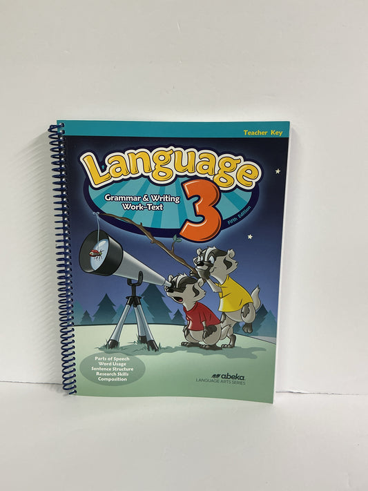 Language 3 Abeka Teacher Key  Pre-Owned 3rd Grade Language Textbooks
