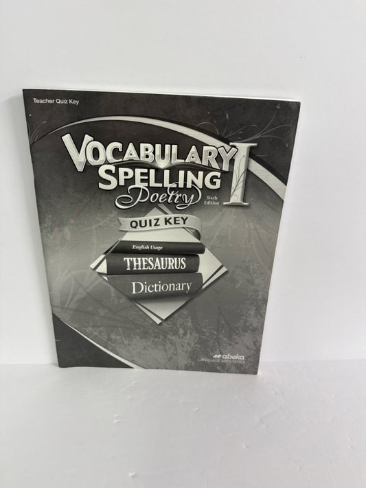 Vocabulary Spelling Poetry I Abeka Quiz Key Pre-Owned Language Textbooks