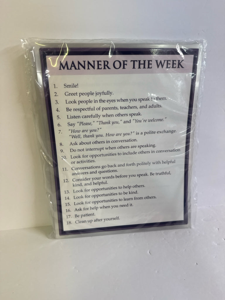 Manner of the Week Memoria Press Wall Chart Elementary Memoria Press