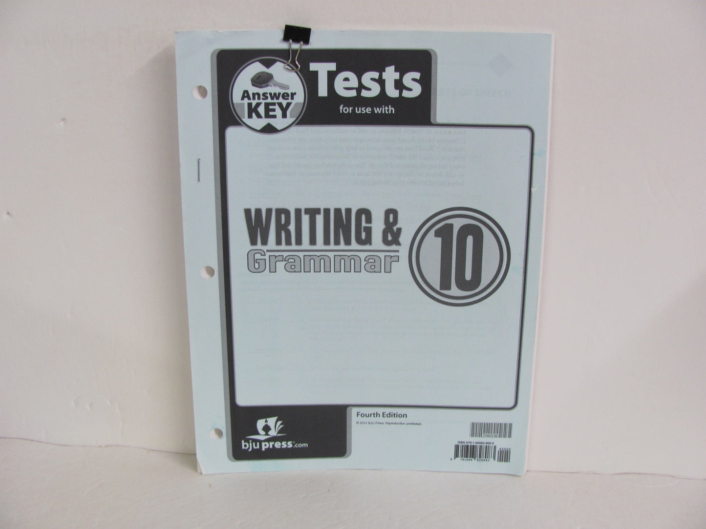 Writing & Grammar 10 BJU Press Test Key Pre-Owned 10th Grade Language Textbooks