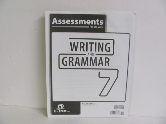 Writing and Grammar 7 BJU Press Assessments  Pre-Owned Language Textbooks