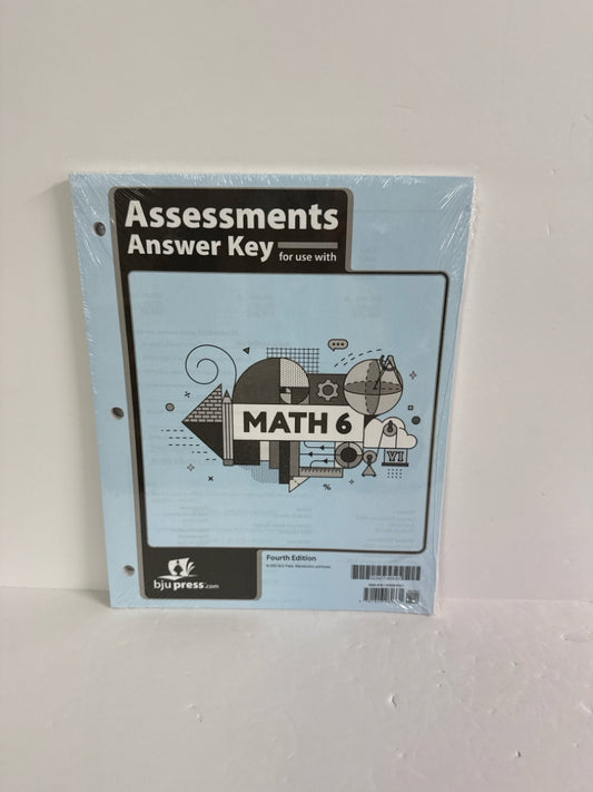Math 6 BJU Press Assessment Key  Pre-Owned 6th Grade Mathematics Textbooks