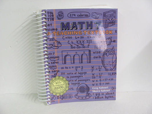 Math 7 Teaching Textbook Student Book Pre-Owned 7th Grade Mathematics Textbooks