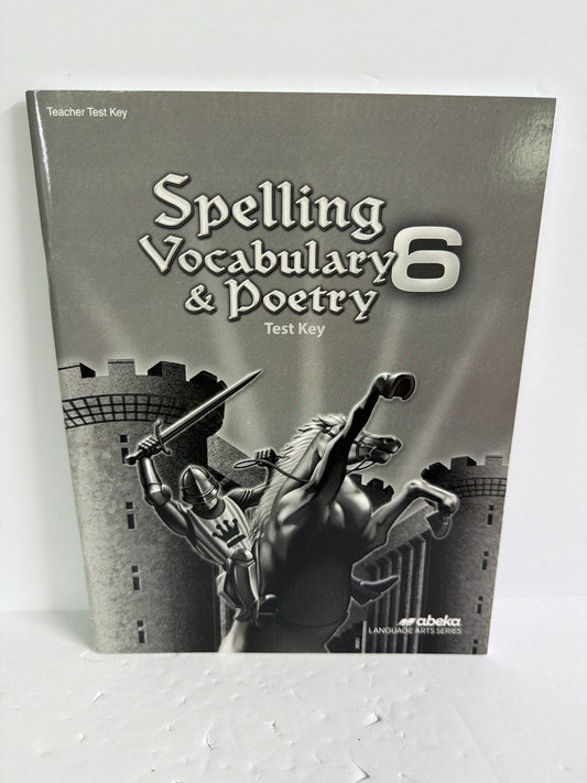 Spelling Vocabulary & Poetry 6 Abeka Test Key Pre-Owned Language Textbooks