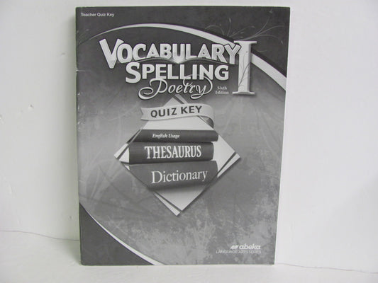 Vocabulary Spelling Poetry I Abeka Quiz Key Pre-Owned Spelling/Vocabulary Books