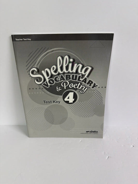 Spelling Vocabulary & Poetry 4 Abeka Test Key Pre-Owned Spelling Textbooks