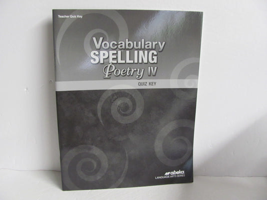 Vocabulary Spelling Poetry IV Abeka Quiz Key Pre-Owned Spelling/Vocabulary Books
