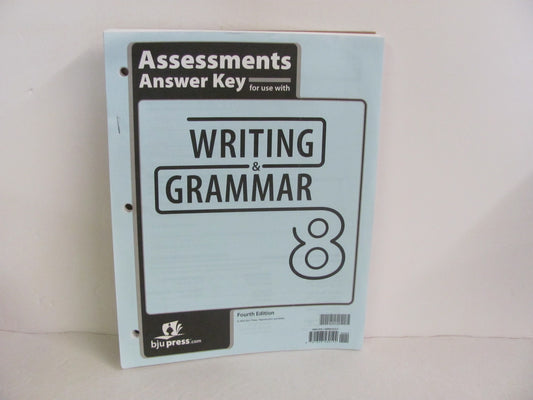 Writing & Grammar 8 BJU Press Assessment Key  Pre-Owned Language Textbooks