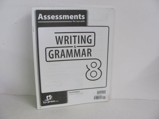 Writing & Grammar 8 BJU Press Assessments  Pre-Owned Language Textbooks